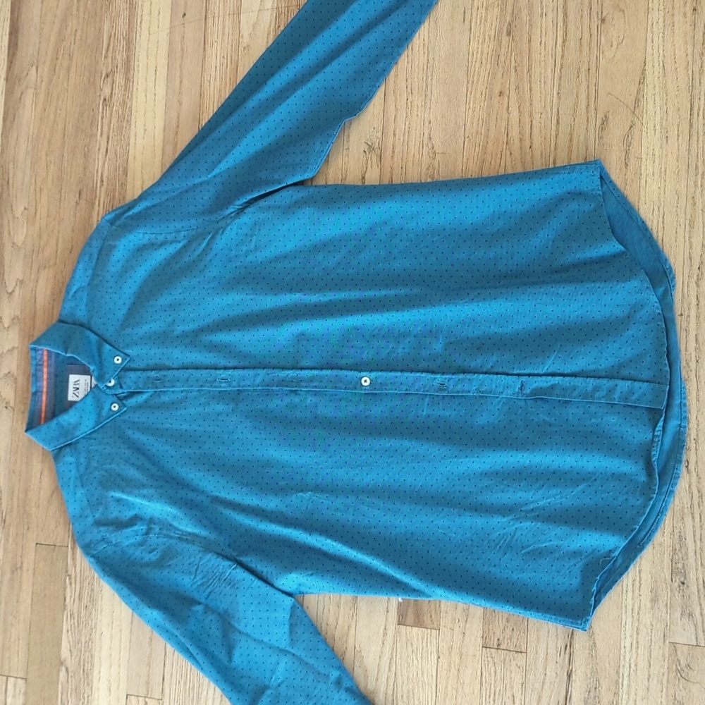 Men's turquoise green slim fit Zara button-down shirt size large